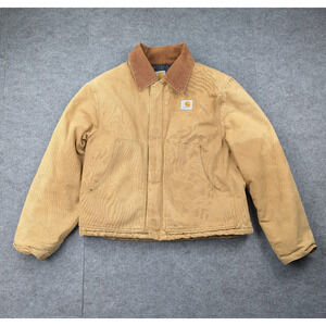 Carhartt Duck Canvas Jacket Mens 46 J02 USA Work Wear Distressed Utility Arctic